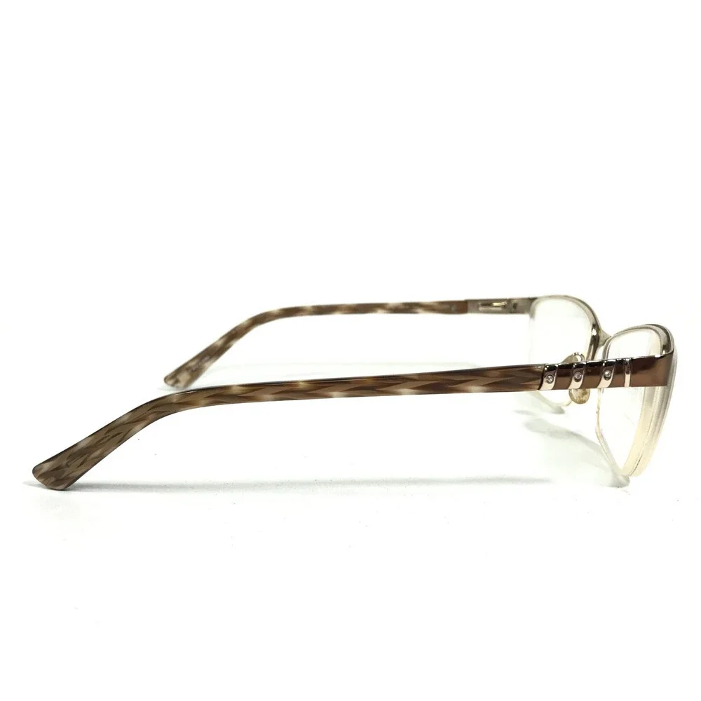 Liz Claiborne Eyeglasses Frames L015 0RF4 Brown Gold Cat Eye Half Rim 55-17-140